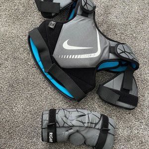 Nike Vapor LT Lacrosse Shoulder Pads Youth L Gray/Blue LAX Chest Protector